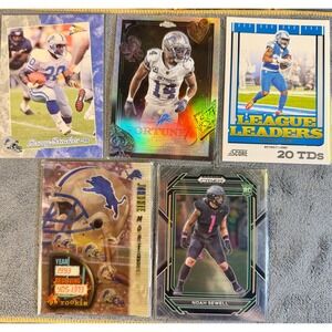 Detroit Lions Card Lot Amon-Ra St Brown Prizm Noah Sewell RC Barry Sanders Gibbs